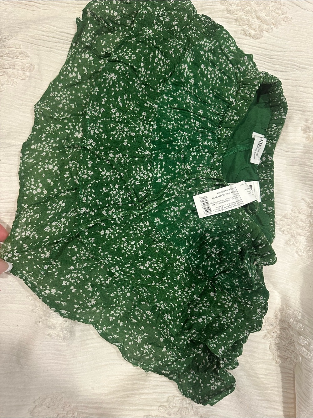 Girls Green Floral Ruffle Skirt with Elastic Waistband